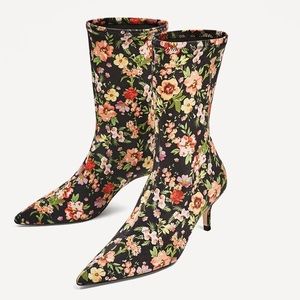 Zara Floral Sock Boots